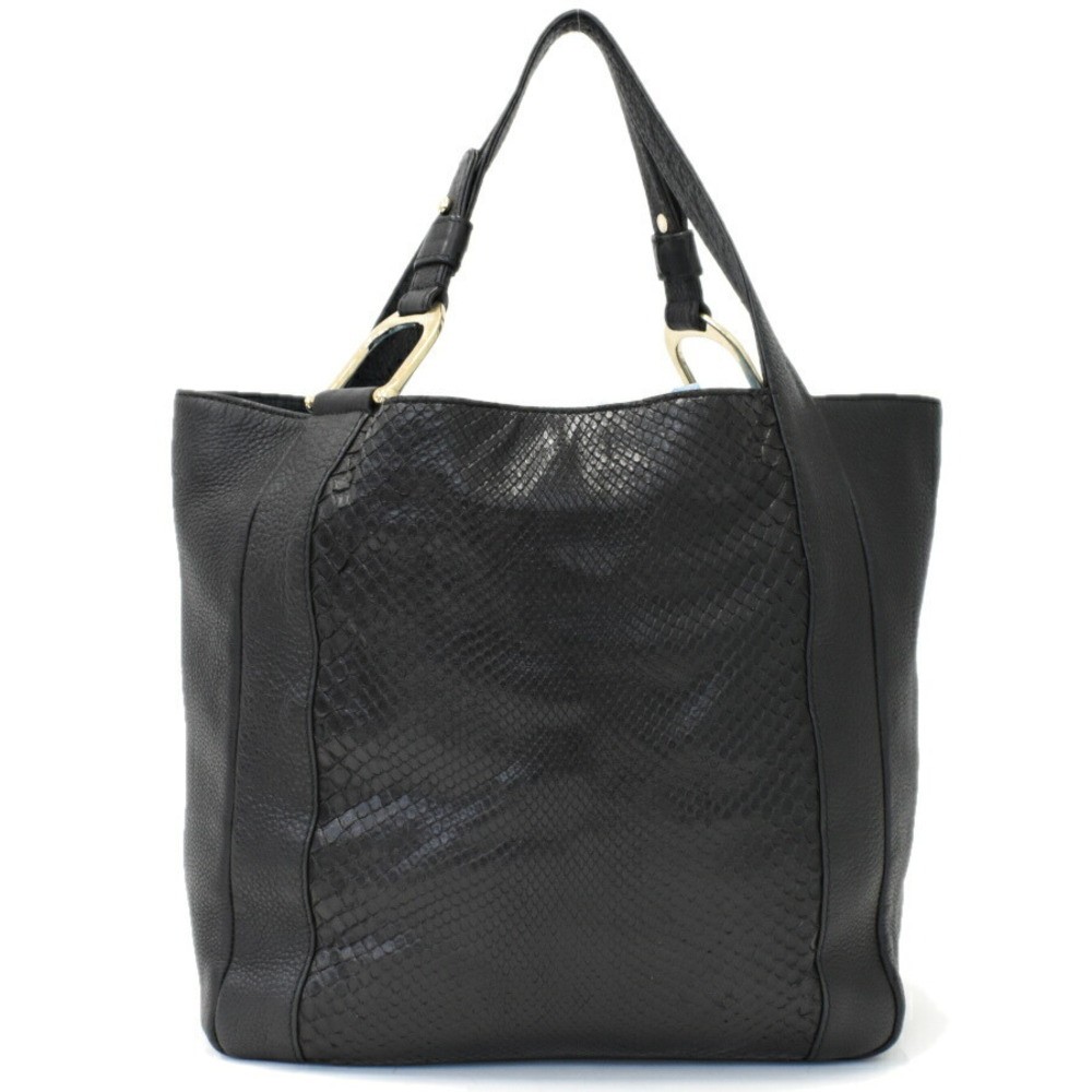 Gucci Shoulder Black Leather Python Bag - image 3